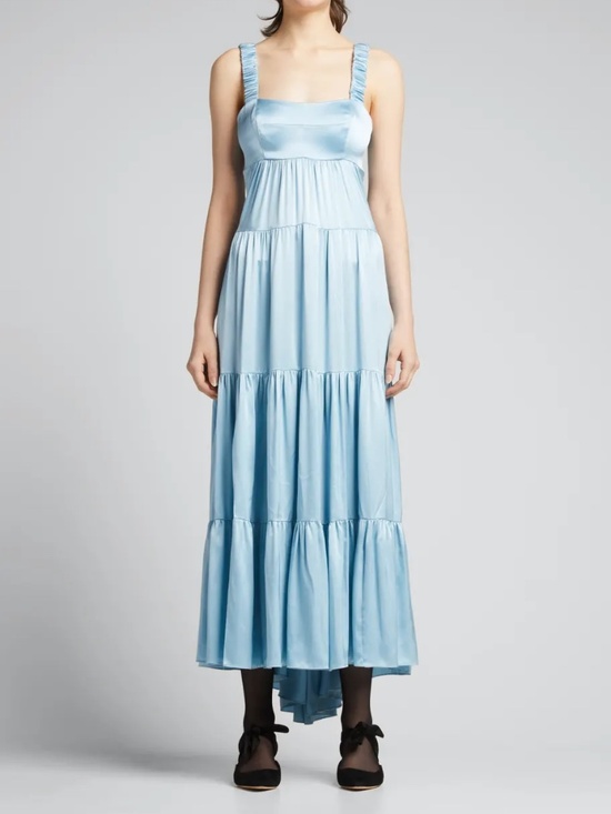 cinq a sept Dresses & Skirts - NWT Cinq a Sept Amara 100% Silk Baby Blue Tiered Maxi Dress Sz 14